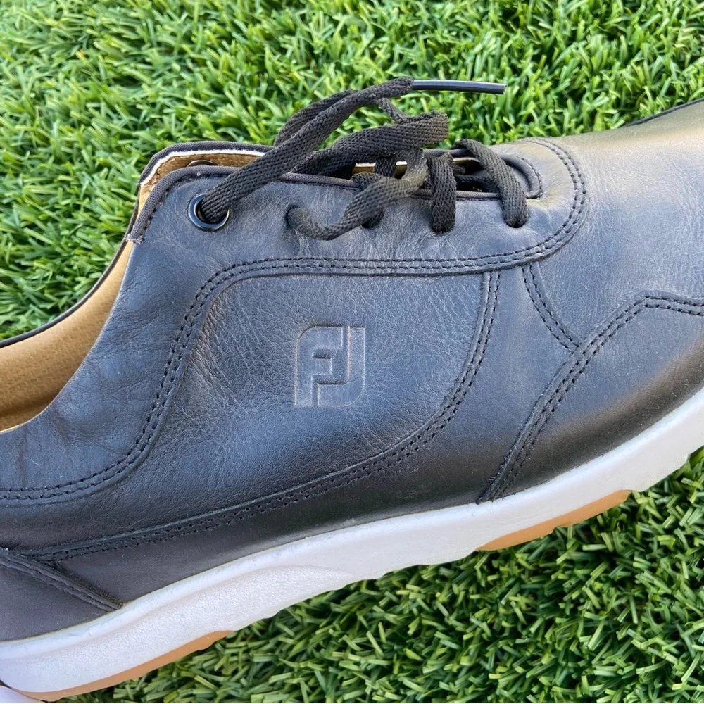 FJ FOOTJOY Leather Spikeless Matte Black GOLF SHOES~Like New